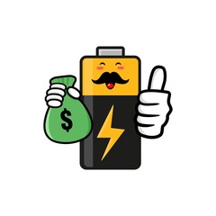 cute battery cartoon mascot character funny expression