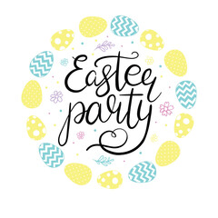 Hand sketched Happy Easter text as Pascha logotype, badge and icon.