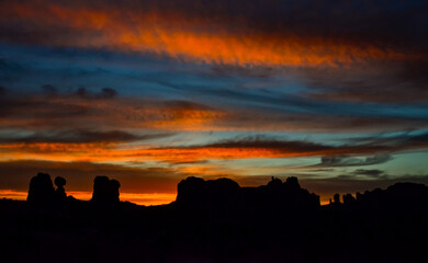 Evening sunset against the backdrop of the mountain landscape, and the red mountains. Canyonlands, Moab, Utah