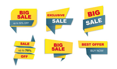 Flat Discount price tags badge Set. Vector illustration