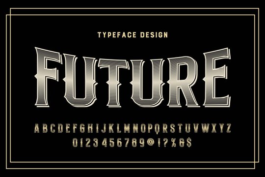 vintage font, typeface design, blue ang orange style background