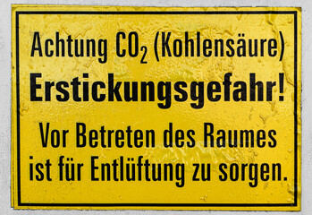 CO2 Erstickungsgefahr Warnschild