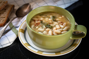 Bean soup. Bowl of bean soup with rosemary