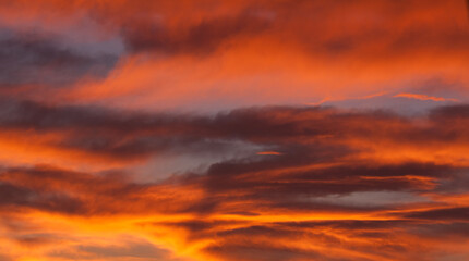 Red clouds in a sunset.