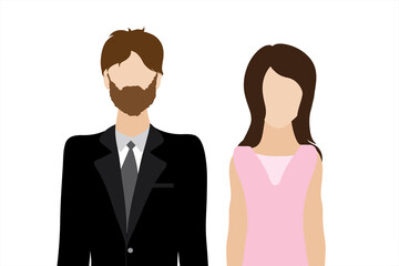 Couple of illustration of man and woman. Symbol of fashion and marriage.