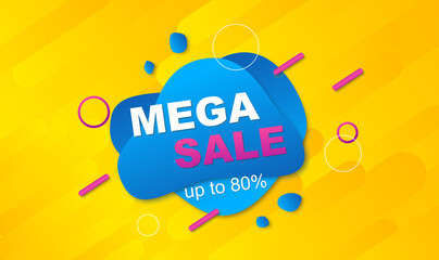 Mega Sale gradient yellow banner Background. Vector illustration