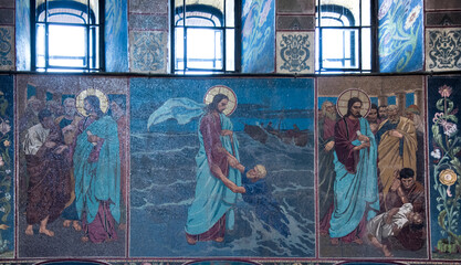 Church of the Resurrection in St. Petersburg. The mosaics in the church
