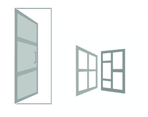 door and window frame vector elements for logo design