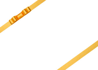 Festive golden gift ribbon and bow isolated on white background cutout