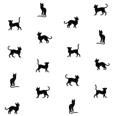 Seamless trendy pattern with graceful cat.