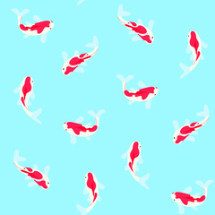 Simple trendy seamless pattern with koi carp. Line vector illustration.