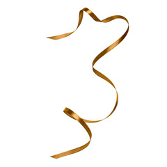 Shiny satin ribbon in brown color isolated on white background close up