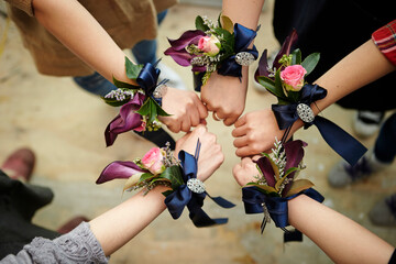 Flower decoration on women's wrists