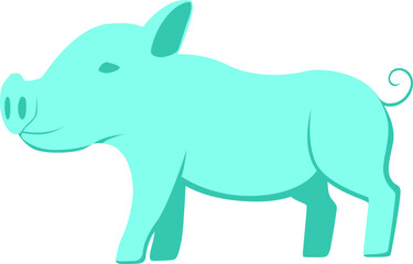 blue little pig vector illustration