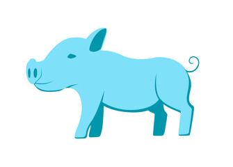 blue little pig vector illustration