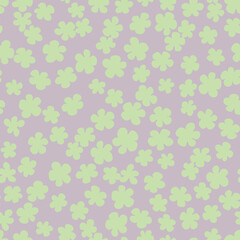 Retro ditsy daisy flowers seamless repeat pattern. Random placed, vector botany flower head all over surface print on lilab background.