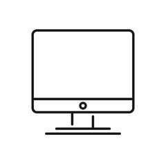 Computer monitor line icon isolated on white background. Editable stroke. Outline flat design. Vector illustration.