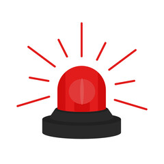 Red alarm siren, for emergency situations, icon isolated on white background. Flat design. Vector illustration.