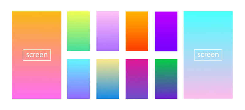 Soft color gradient background for mobile app and web design. Collection modern abstract colored interfase backdrop. Vector illustration.