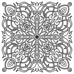 Vector hand drawn Mandala. Oriental decorative element. Islam, Arabic, Indian, Italian Majolika. Coloring page design element