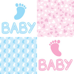 Vector greeting card. Baby shower card. Baby announcement card design element.