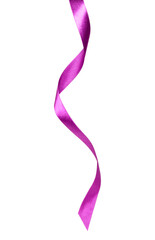 Shiny satin ribbon in lilac color isolated on white background close up