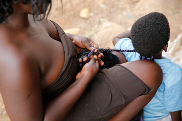 Daily life in Mulago. Hair styling. Uganda. 26.02.2017