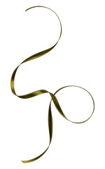 Shiny satin ribbon in green color isolated on white background