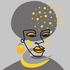 Portrait of a girl in a modern abstract style. A graphic image drawn with one line. Contemporary art for prints and banners.