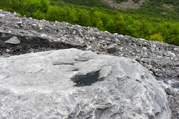 Unusual beautiful stones. Mountains of the North Caucasus. Hot summer day. Republic of North Ossetia - Alania