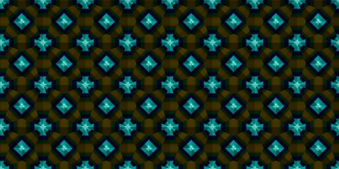 multicolor pattern with symmetric geometric ornament.