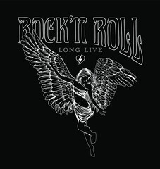 Rock poster design with an angel girl illustration © CHAKRart