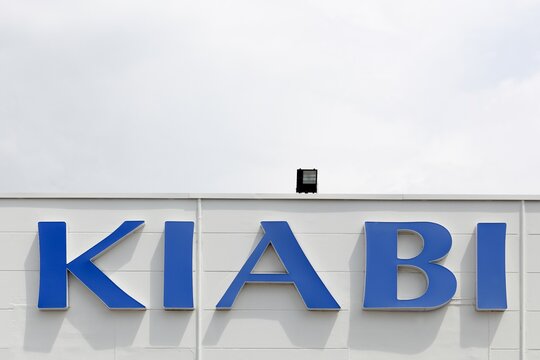 Lattes, France - June 1, 2017: Kiabi logo on a wall. Kiabi is a French textile brand sales 
