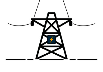 High voltage electric pole icon line stroke flat vector