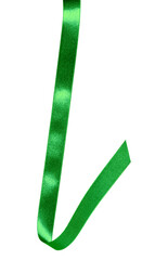 Shiny satin ribbon in green color isolated on white background .Ribbon image for decoration design.