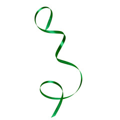 Obraz premium Shiny satin ribbon in green color isolated on white background .Ribbon image for decoration design.