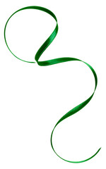 Obraz premium Shiny satin ribbon in green color isolated on white background .Ribbon image for decoration design.