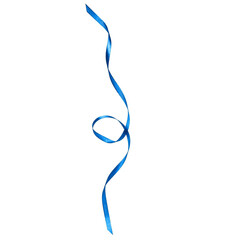 Shiny satin ribbon in blue color isolated on white background close up.Ribbon image for decoration design.