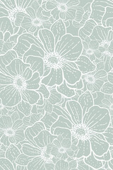 Delicate seamless flowery pattern of dotted white lines drawn by hand