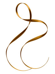 Shiny satin ribbon in brown color isolated on white background close up .Ribbon image for decoration design.