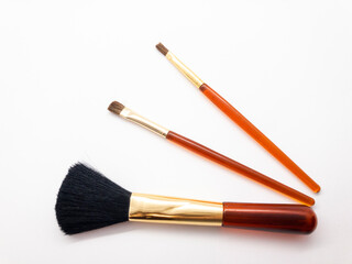 Makeup brushes isolated on white background. Makeup tool kit.