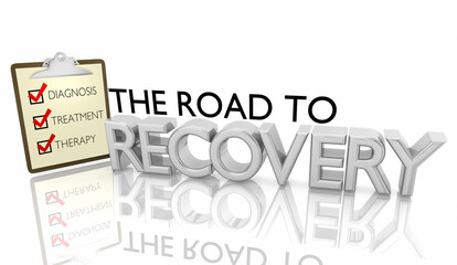 Road to Recovery Checklist Steps Diagnosis Treatment Therapy Cure Healing 3d Illustration