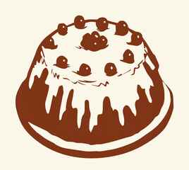 Tasty cake. Vector drawing cketch