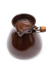ceramic turk for coffee on white background