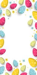 Easter eggs. Template design for easter banner, poster, flyer, greeting card, invitation. Place your text here. Background for your text. Vector illustration EPS10