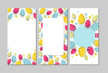 Easter eggs. Template design for easter banner, poster, flyer, greeting card, invitation. Place your text here. Background for your text. Vector illustration EPS10