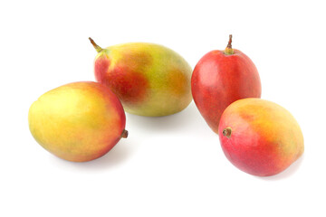 Four red - yellow mango isolated on white
