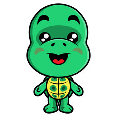 Funny Brazilian Turtle Cartoon Characters standing, best for logo or mascot of Aquarium Pet Shop