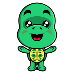 Funny Brazilian Turtle Cartoon Characters standing and greeting, best for logo or mascot of Aquarium Pet Shop