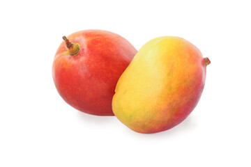 Two red - yellow mango isolated on white